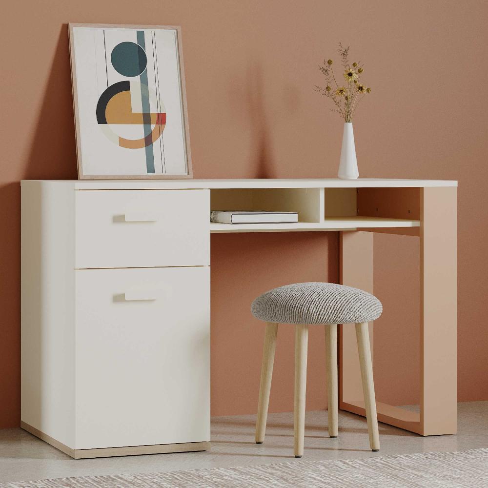 emob Bureau Camillia - 120x60x76 5cm - met opbergruimte - beige/terracotta
