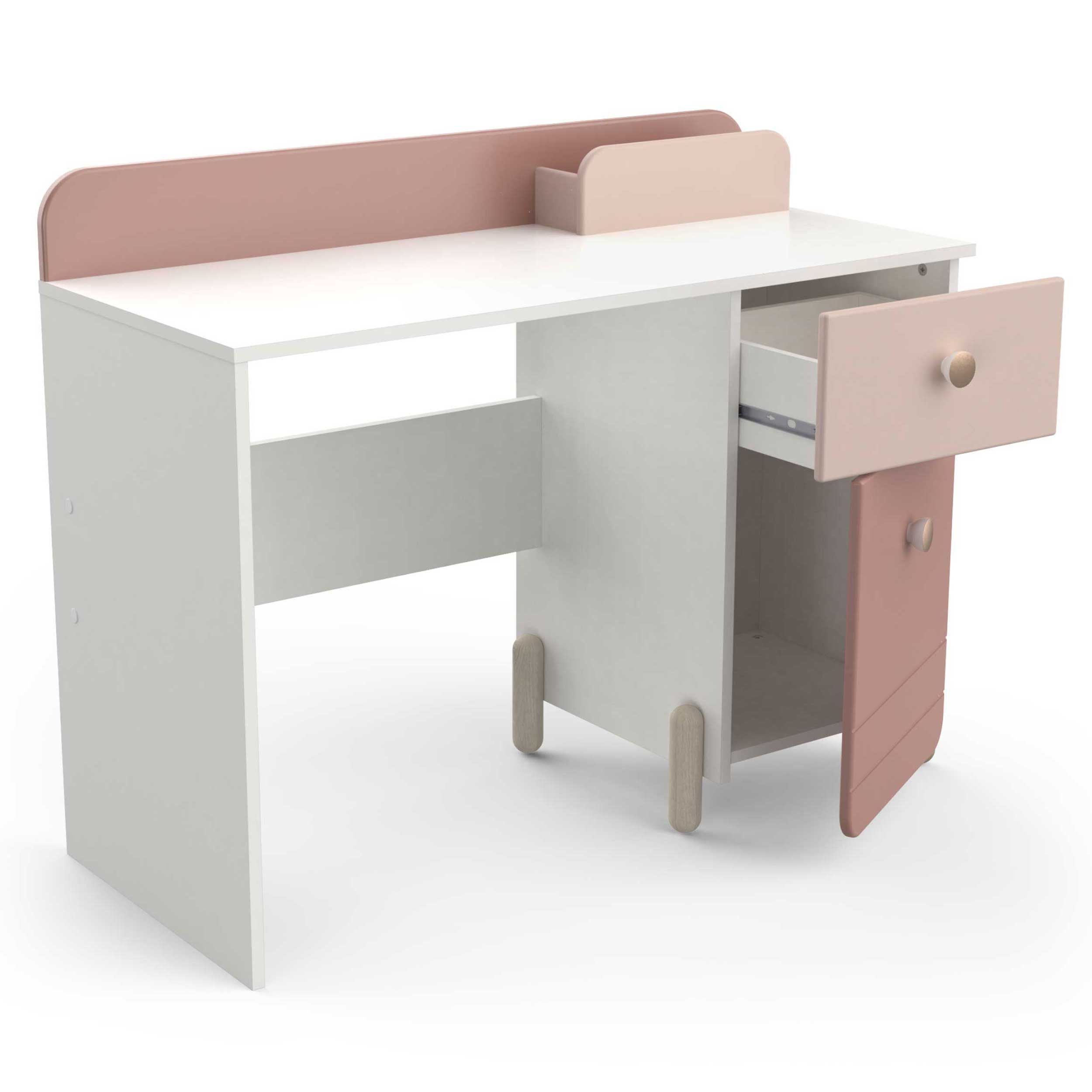Emob Bureau Janne 1 Draaideur En 1 Lade-mat Roze/mat Wit