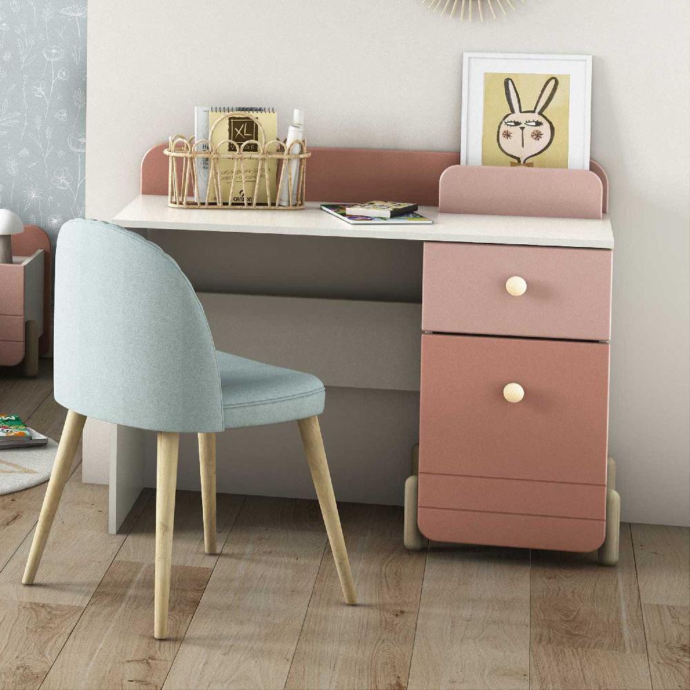 emob Bureau Janne 1 draaideur en 1 lade-mat roze/mat wit