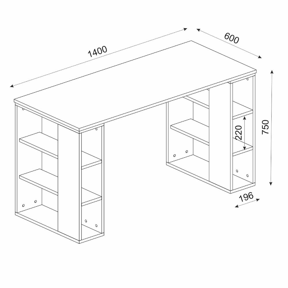 Emob Bureau Leonardo - 140x60x75cm - Met Opbergruimte - Wit/eikdecor