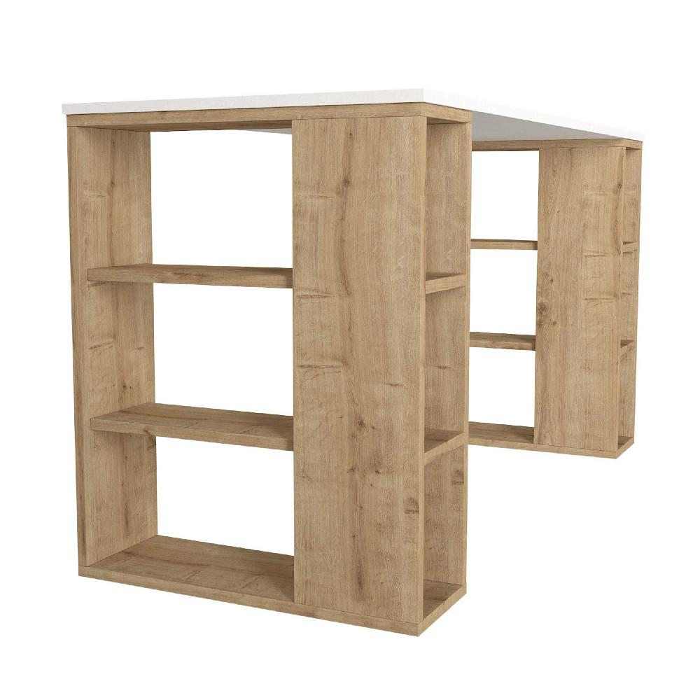 Emob Bureau Leonardo - 140x60x75cm - Met Opbergruimte - Wit/eikdecor