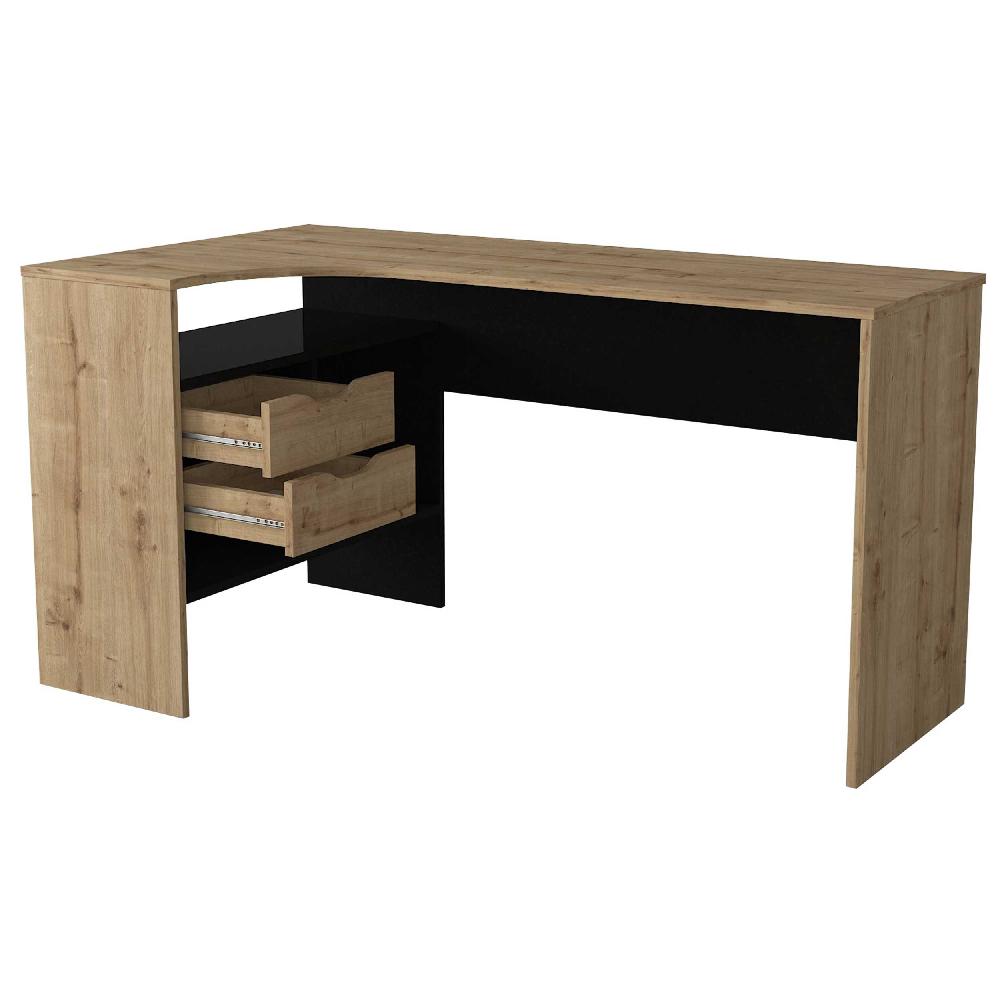 Emob Bureau Lola - 145x49x76cm - Met Opbergruimte - Eikdecor/zwart