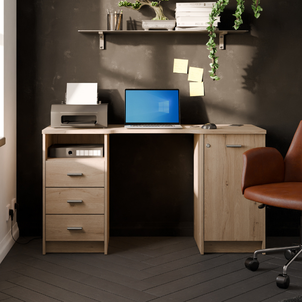 emob Bureau Mao - 48 40x132 20x73 90 cm - Bruin/Kronberg eik
