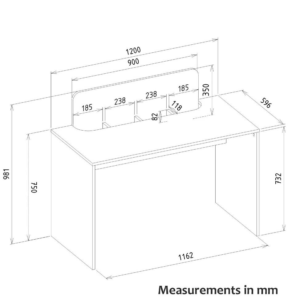 Emob Bureau Maris - 120x60x98cm - Met Opbergruimte - Eikdecor/wit