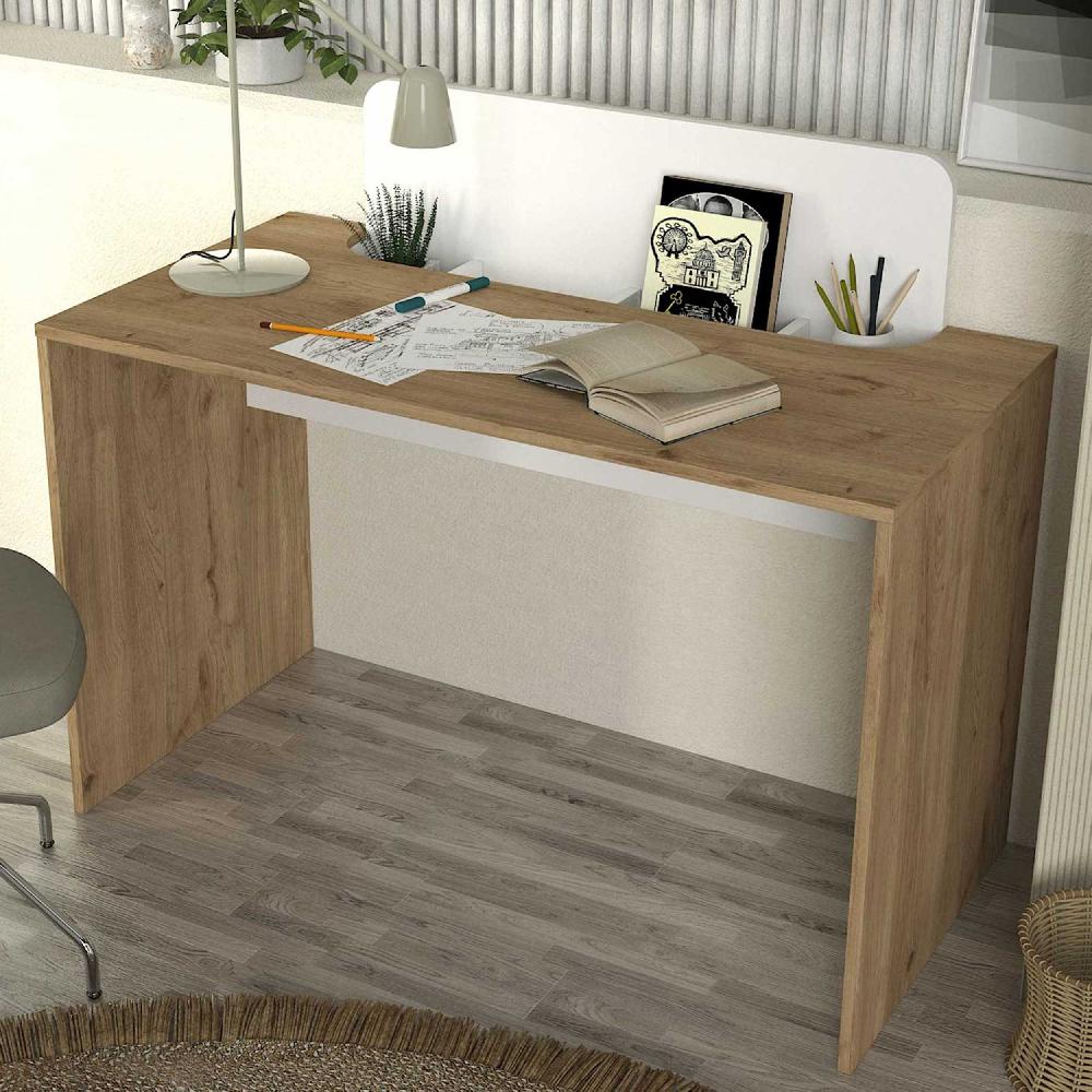 emob Bureau Maris - 120x60x98cm - met opbergruimte - eikdecor/wit
