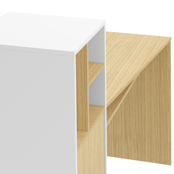 Emob Bureau Michelle 4 Open Vakken 1 Draaideur En 1 Legplank-lichte Eik/wit