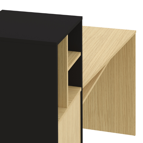 Emob Bureau Michelle 4 Open Vakken 1 Draaideur En 1 Legplank-lichte Eik/zwart