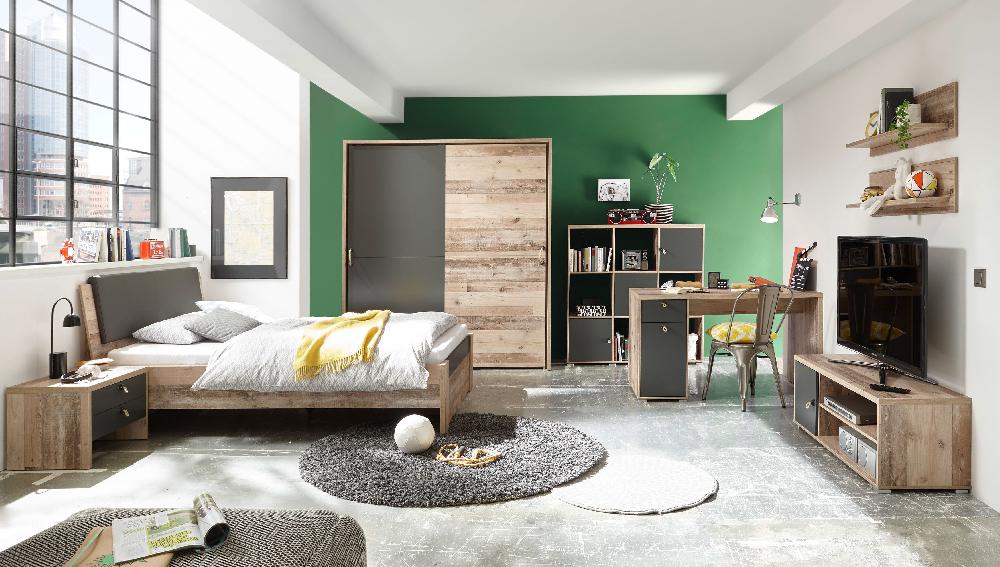 Emob Bureau Moleskin 130 Cm Met 1 Deur & 1 Lade - Antraciet/old Style