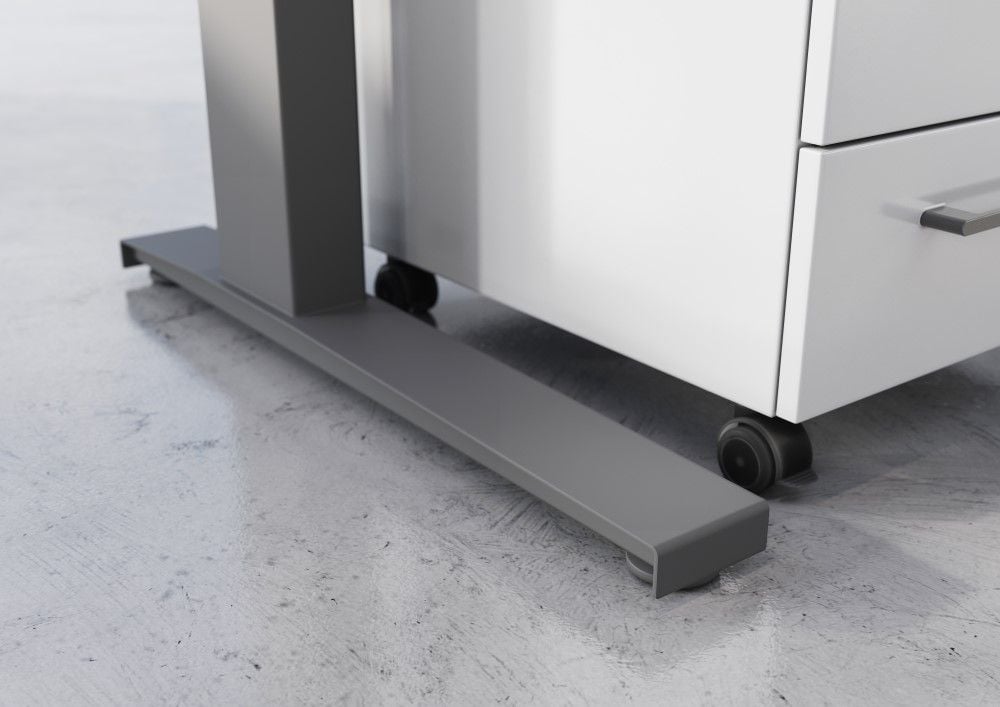 Emob Bureau Osmond 160cm Mechanisch Verstelbaar - Lichtgrijs/zilver