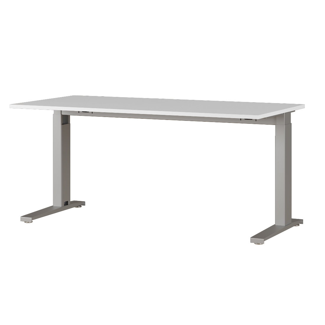 emob Bureau Osmond 160cm mechanisch verstelbaar - lichtgrijs/zilver