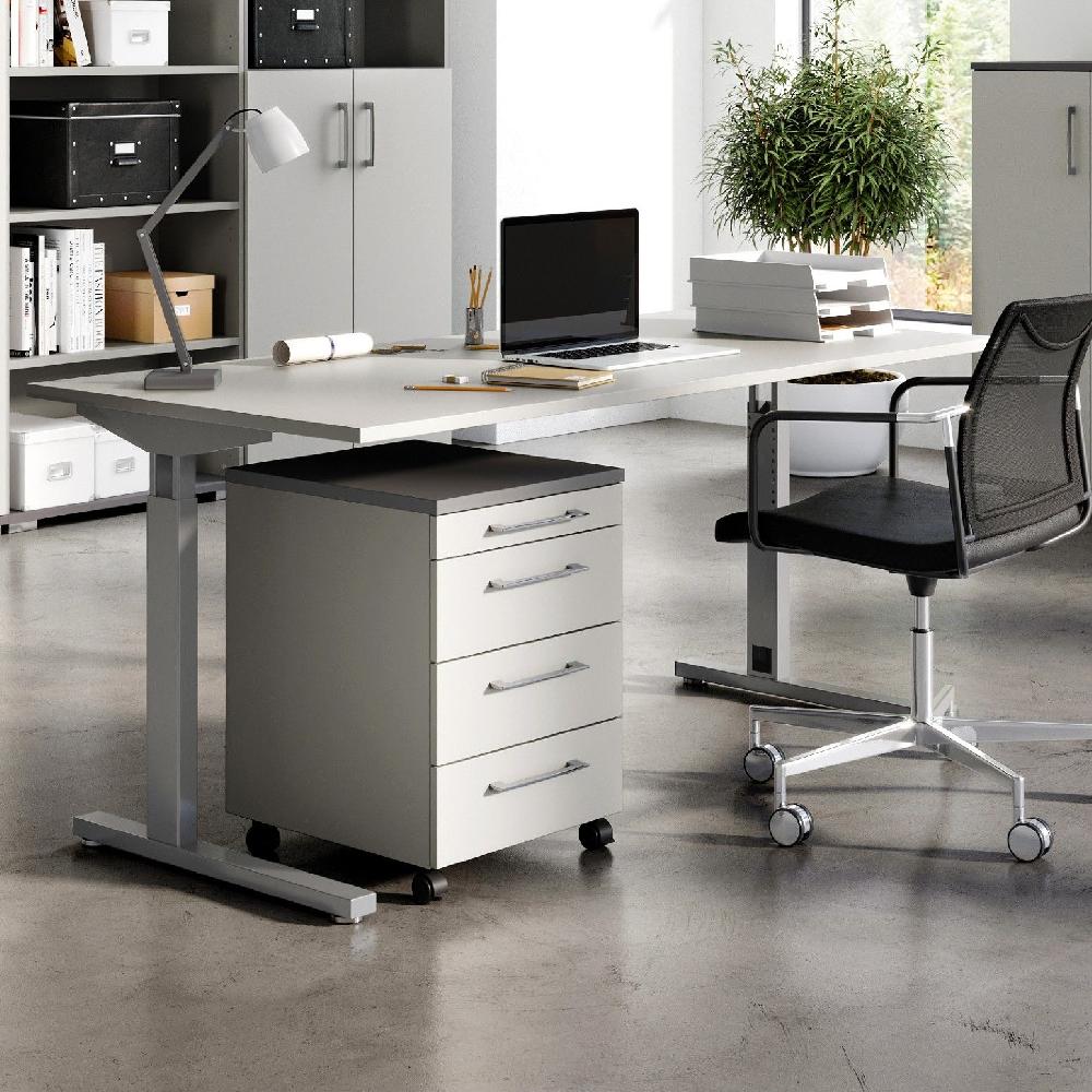 emob Bureau Presley 160cm mechanisch verstelbaar - lichtgrijs/zilver