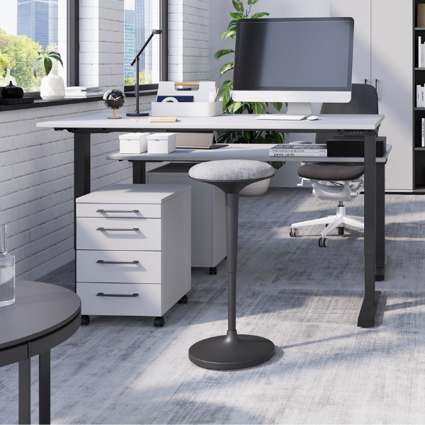 emob Bureau Presley 160cm mechanisch verstelbaar - lichtgrijs/antraciet