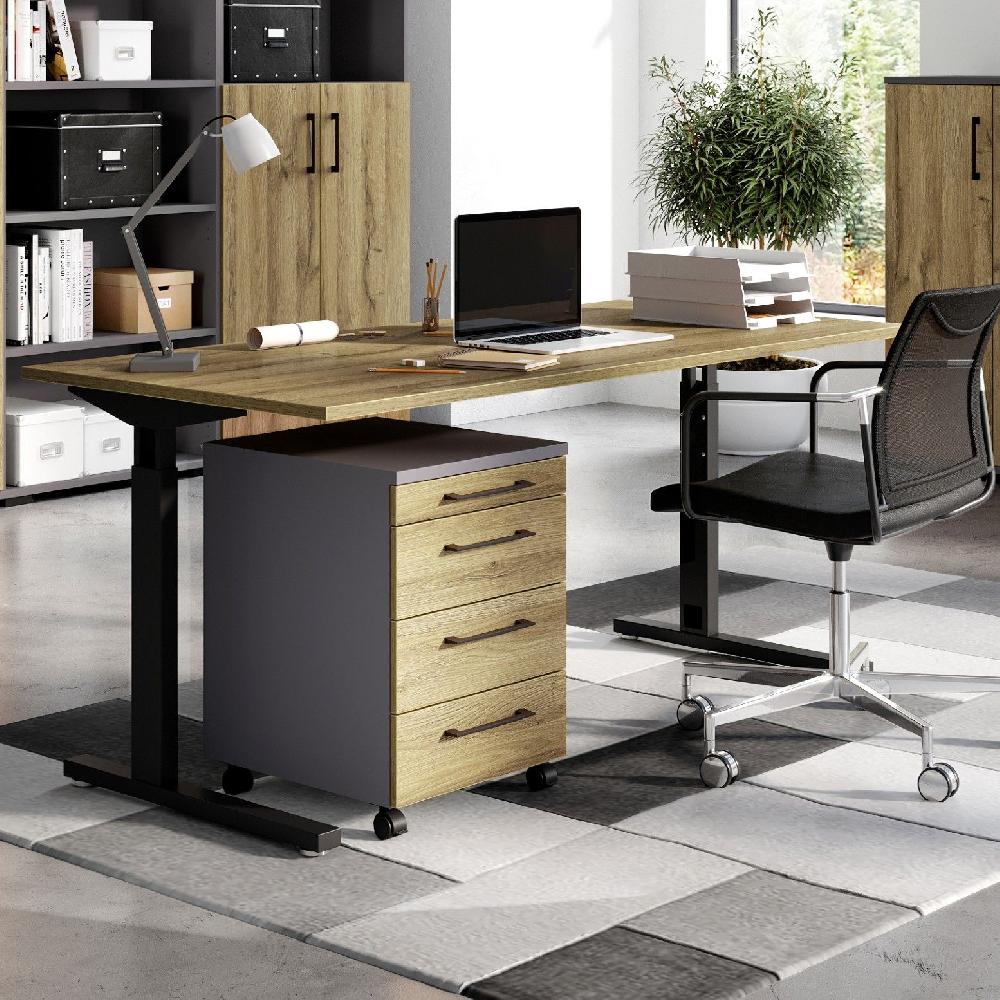 Emob Bureau Presley 180cm Mechanisch Verstelbaar - Eik/zwart