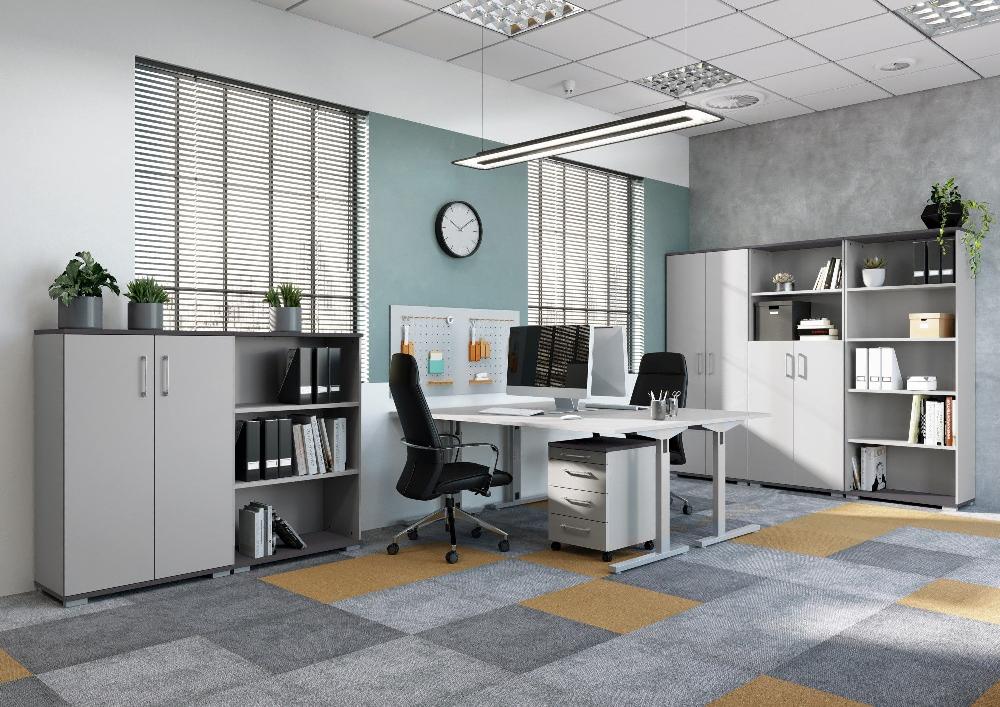 Emob Bureau Presley 180cm Mechanisch Verstelbaar - Lichtgrijs/zilver