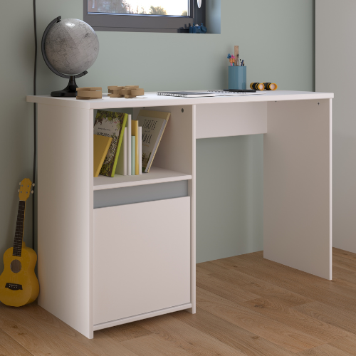 emob Bureau Rue 110cm met kast - wit/grijs of wit/roze