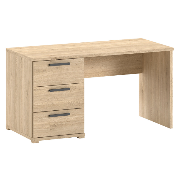 Emob Bureau Sammie - 140x65x74cm - Met Drie Lades - Eikdecor