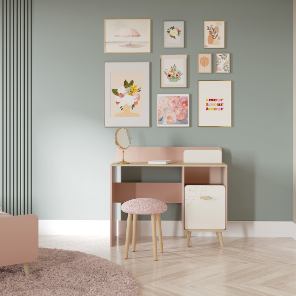 Emob Bureau Suzie - 44 90x106 60x87 70 Cm - Roze/spaanplaat