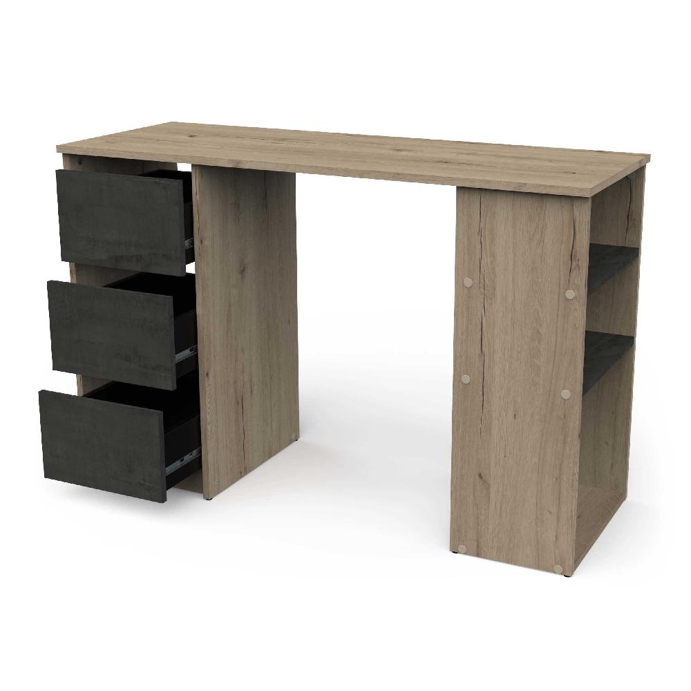 Emob Bureau Tania - 113x42x73cm - Met 3 Lades - Eikdecor/zwart