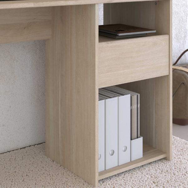 Emob Bureau Tokio 138x58x121cm Met Opbergruimte - Eikdecor