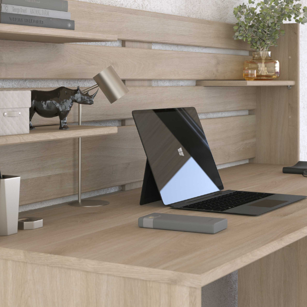 Emob Bureau Tokio 138x58x121cm Met Opbergruimte - Eikdecor