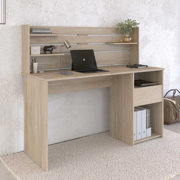 emob Bureau Tokio 138x58x121cm met opbergruimte - eikdecor