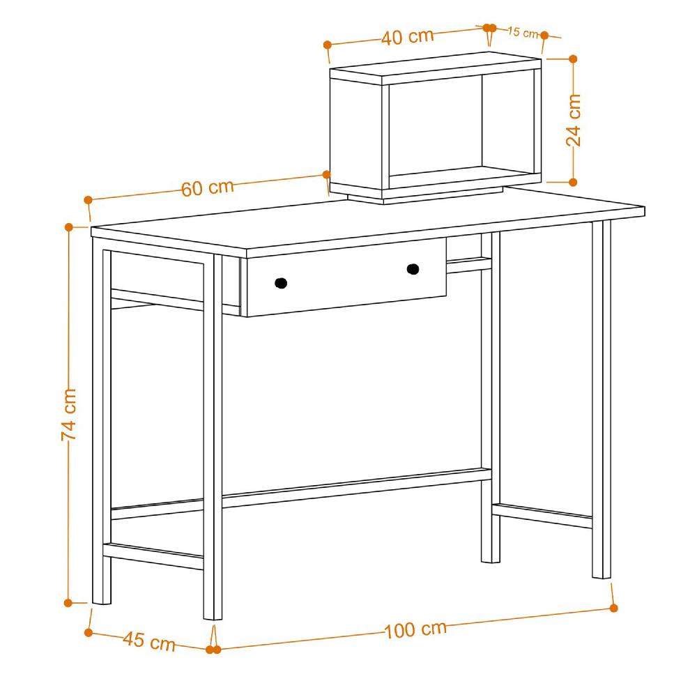 Emob Bureau Woody Fashion - 100x45x74cm - Met Lade - Wit/zwart