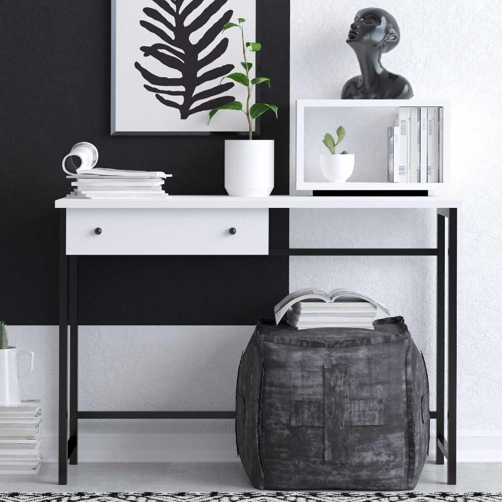 emob Bureau Woody Fashion - 100x45x74cm - met lade - wit/zwart