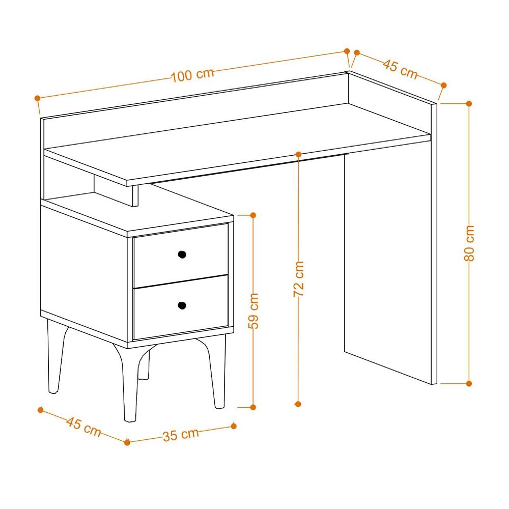 Emob Bureau Woody Fashion - 100x45x80cm - Met Opbergruimte - Eikdecor