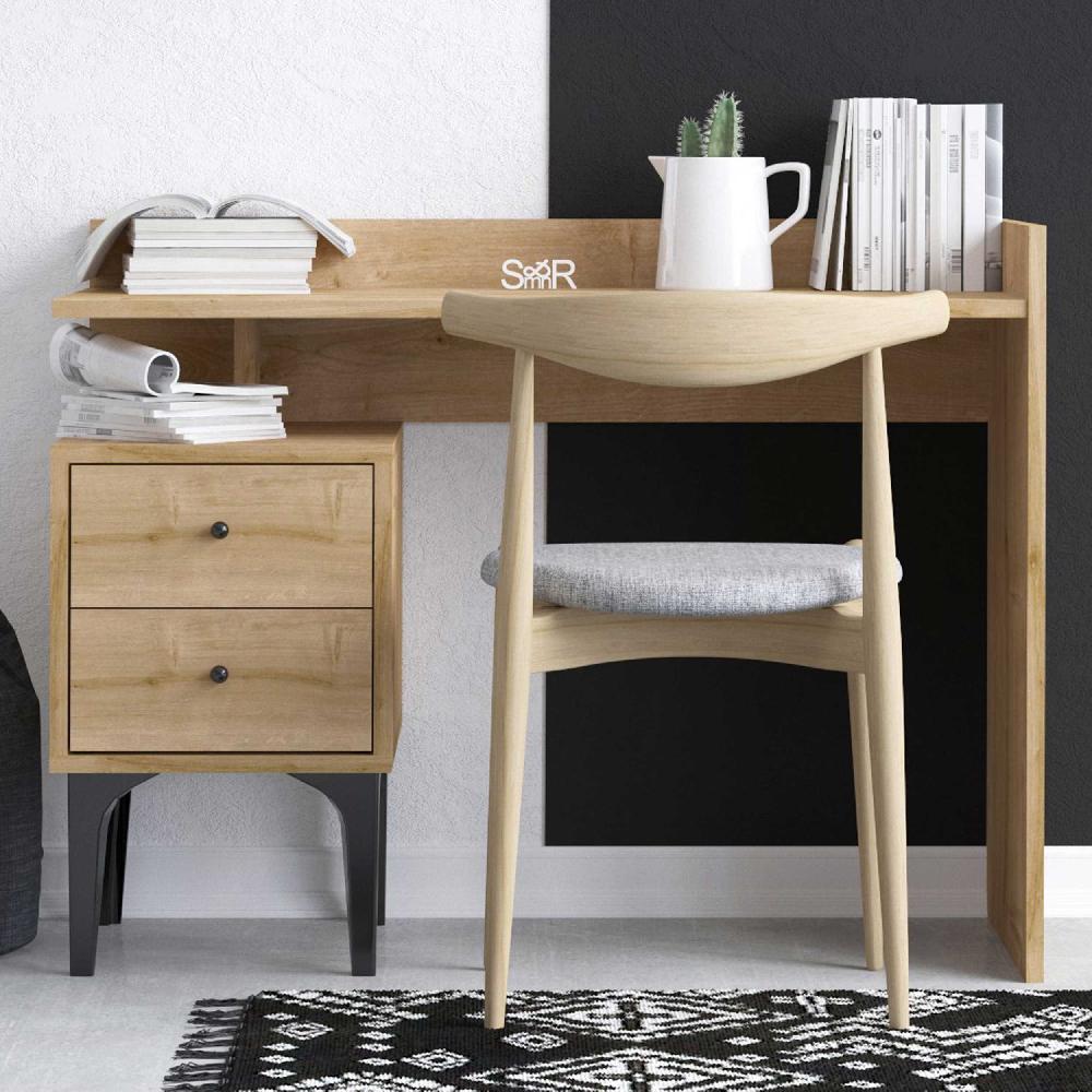 emob Bureau Woody Fashion - 100x45x80cm - met opbergruimte - eikdecor