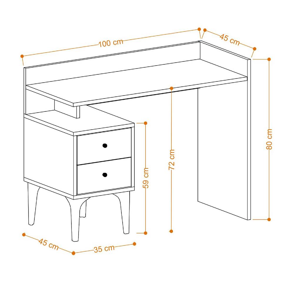 Emob Bureau Woody Fashion - 100x80x45cm - Met Opbergruimte - Wit