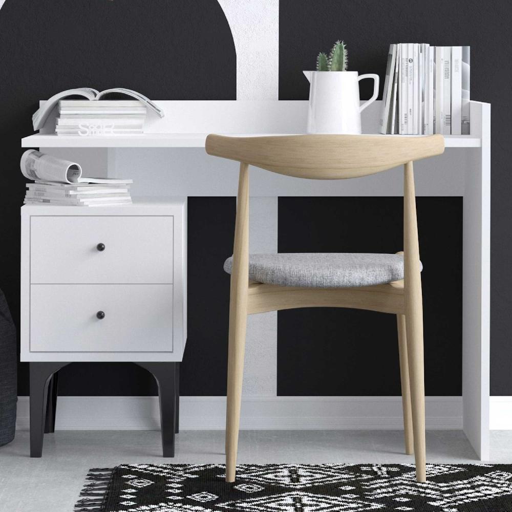 emob Bureau Woody Fashion - 100x80x45cm - met opbergruimte - wit