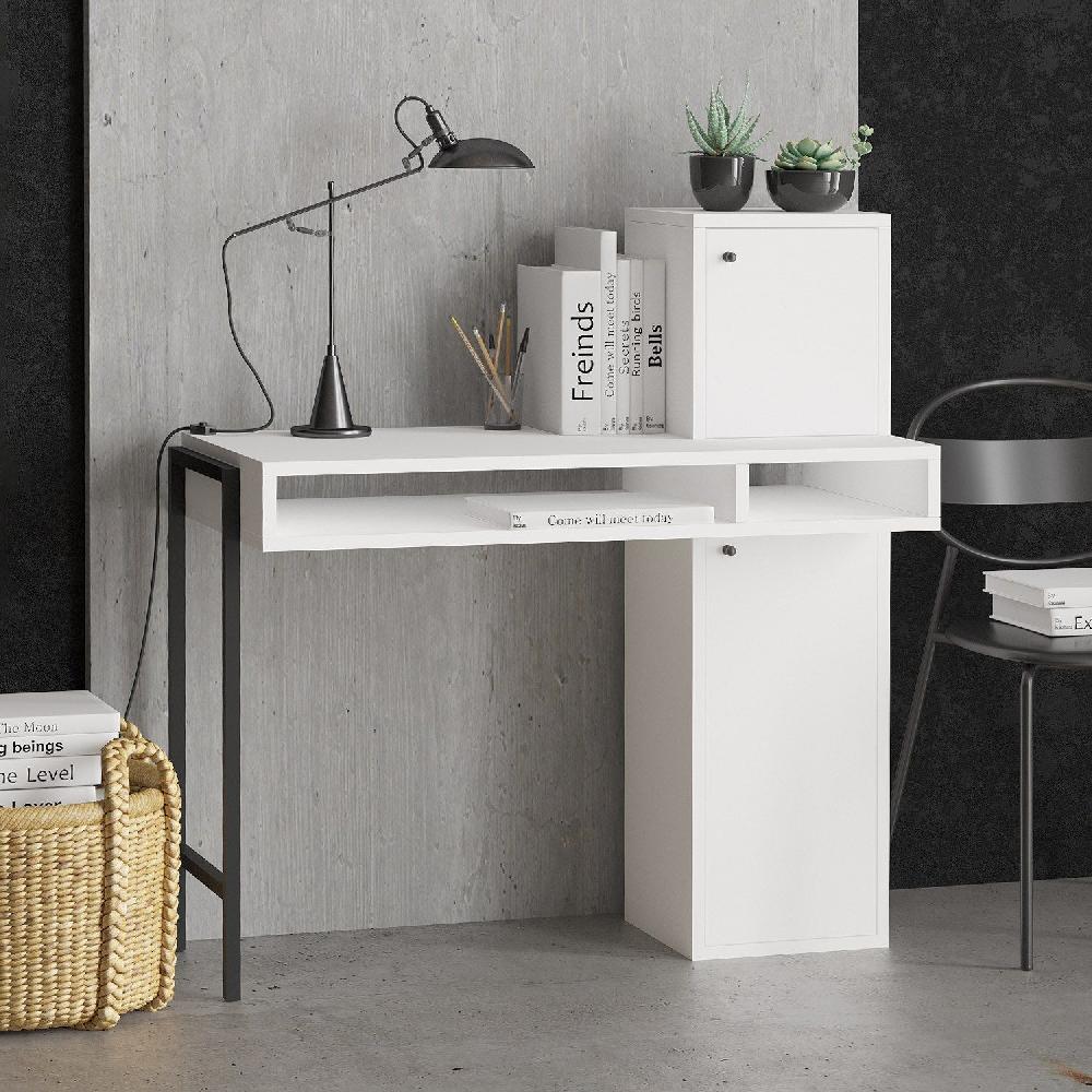 Emob Bureau Woody Fashion - 102x45x106cm - Met Opbergruimte - Wit