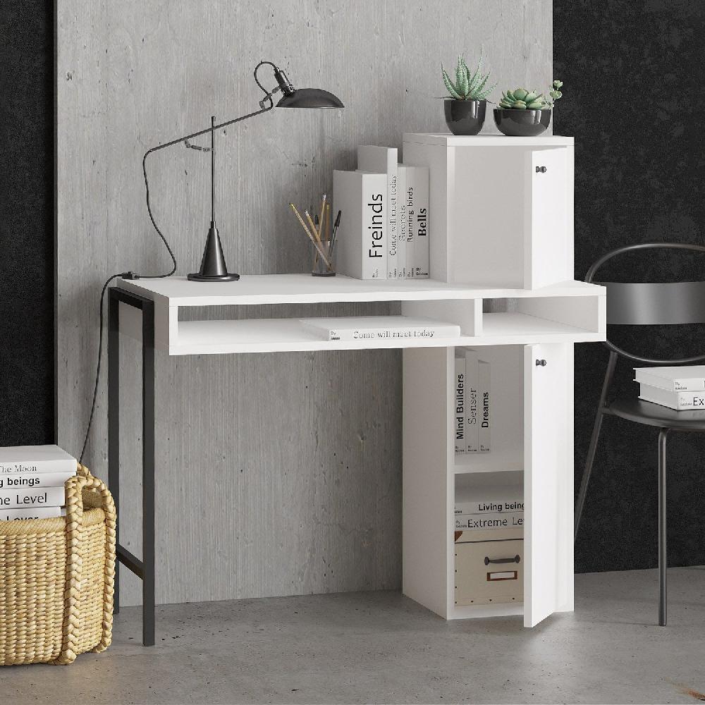 Emob Bureau Woody Fashion - 102x45x106cm - Met Opbergruimte - Wit