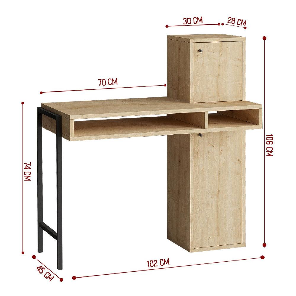 Emob Bureau Woody Fashion - 102x45x106cm - Met Opbergruimte - Eikdecor