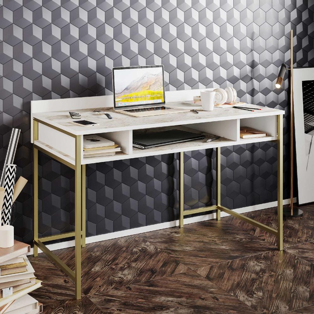 Emob Bureau Woody Fashion - Met Opbergruimte - Marmer/goud