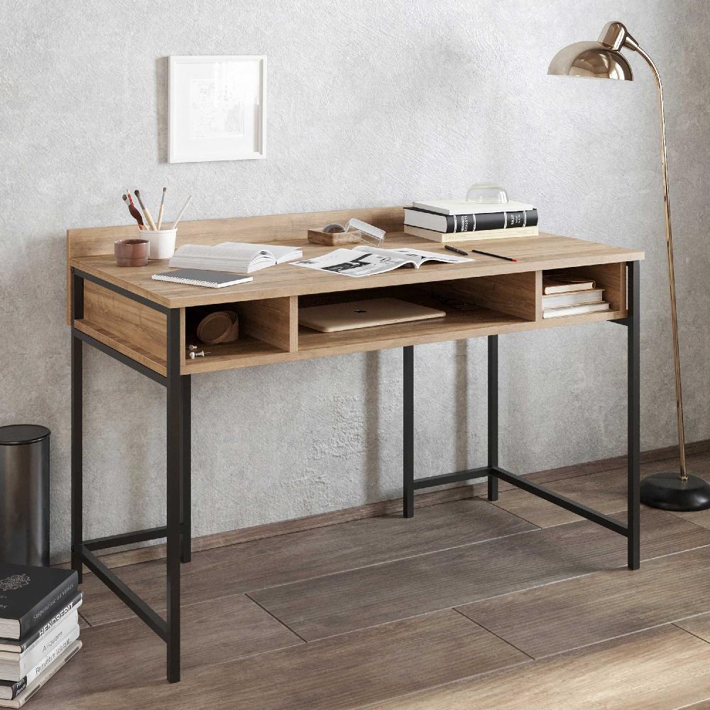 Emob Bureau Woody Fashion - Met Opbergruimte - Notenhout/zwart