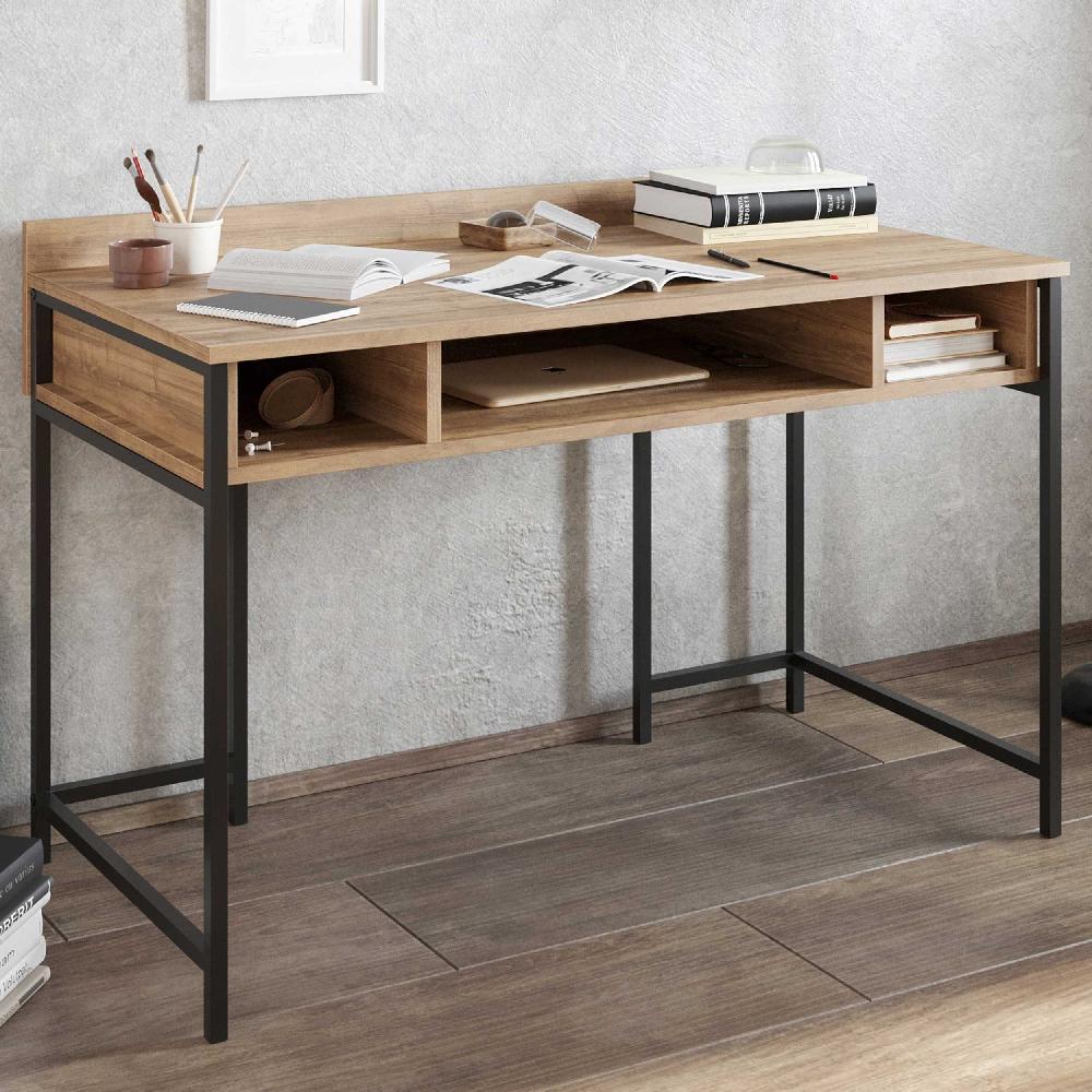 emob Bureau Woody Fashion - met opbergruimte - notenhout/zwart