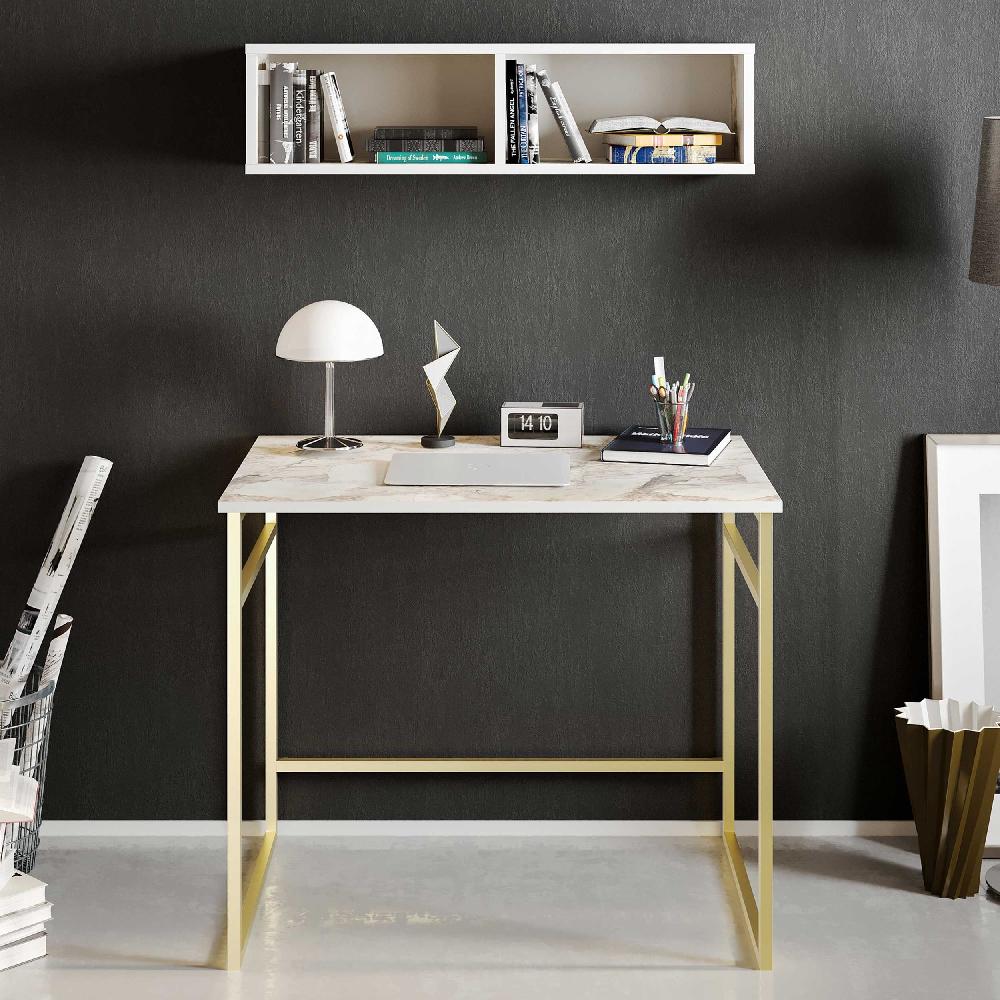 Emob Bureautafel Woody Fashion - 90x60x75cm - Marmer/goud