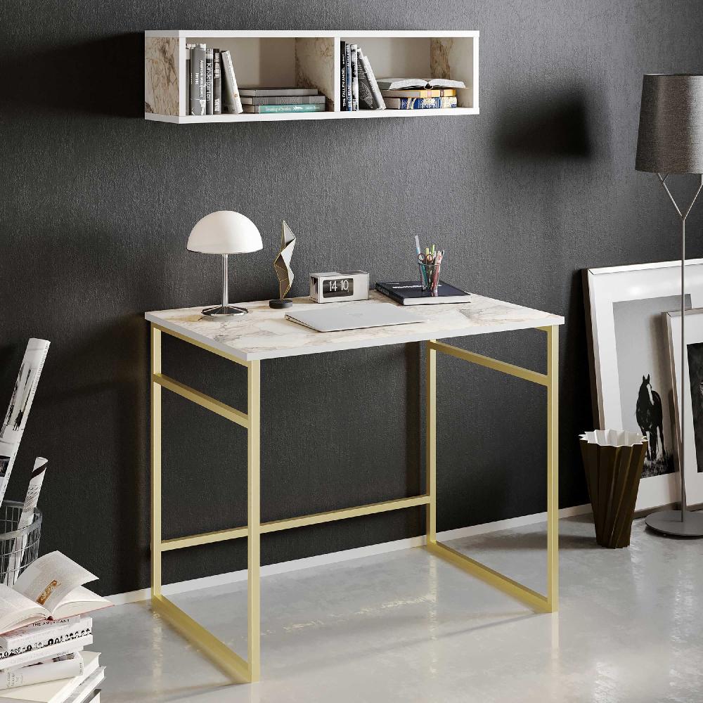 emob Bureautafel Woody Fashion - 90x60x75cm - marmer/goud