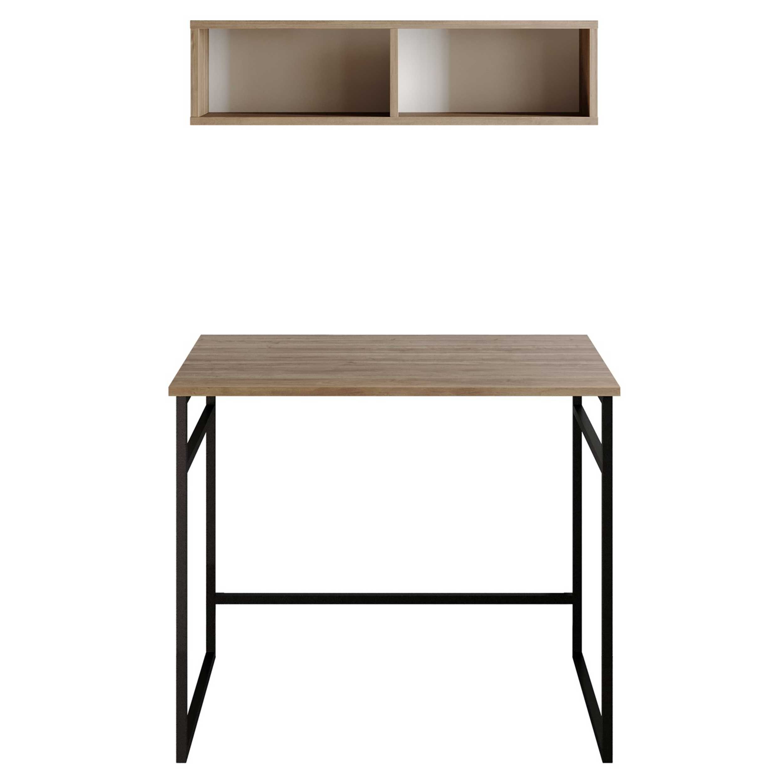Emob Bureautafel Woody Fashion - 90x60x75cm - Zwart/notenhout