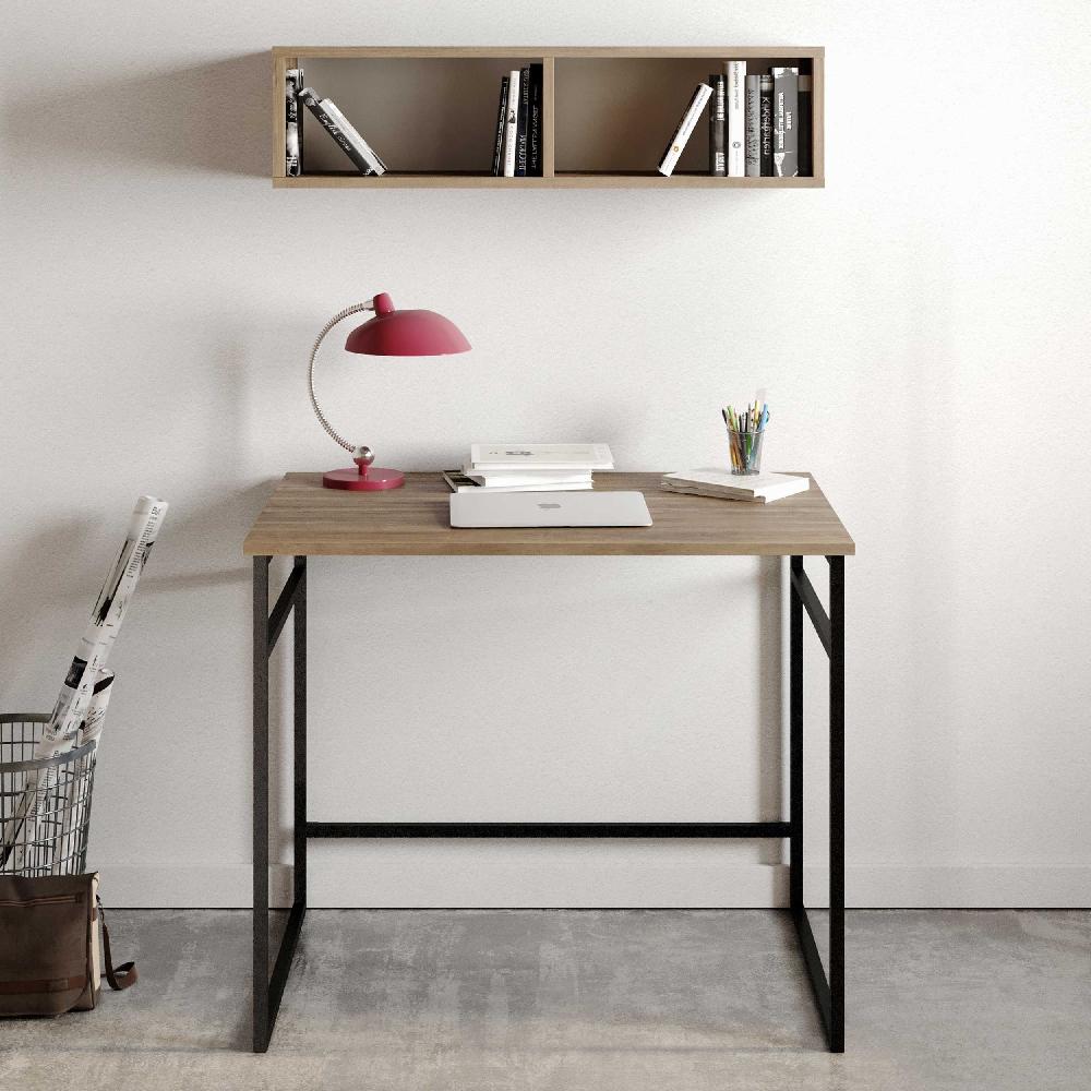 Emob Bureautafel Woody Fashion - 90x60x75cm - Zwart/notenhout