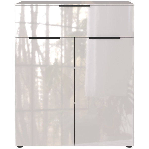 Emob Commode Dudek Met 2 Deuren & 1 Lade - Fronten In Glas - Beige