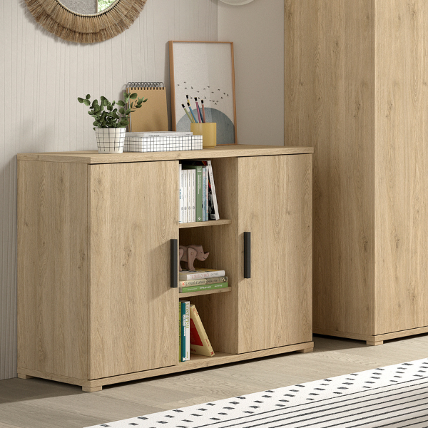 Emob Commode Sammie - 115x48x89cm - Met Twee Deuren - Eikdecor