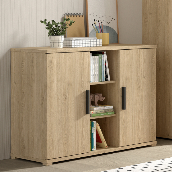 emob Commode Sammie - 115x48x89cm - met twee deuren - eikdecor