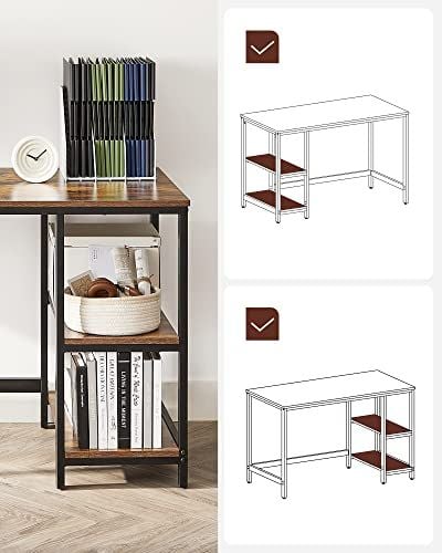 Emob Computerbureau 2 Planken Stalen Frame Industrieel Rustiek Bruin/Zwart