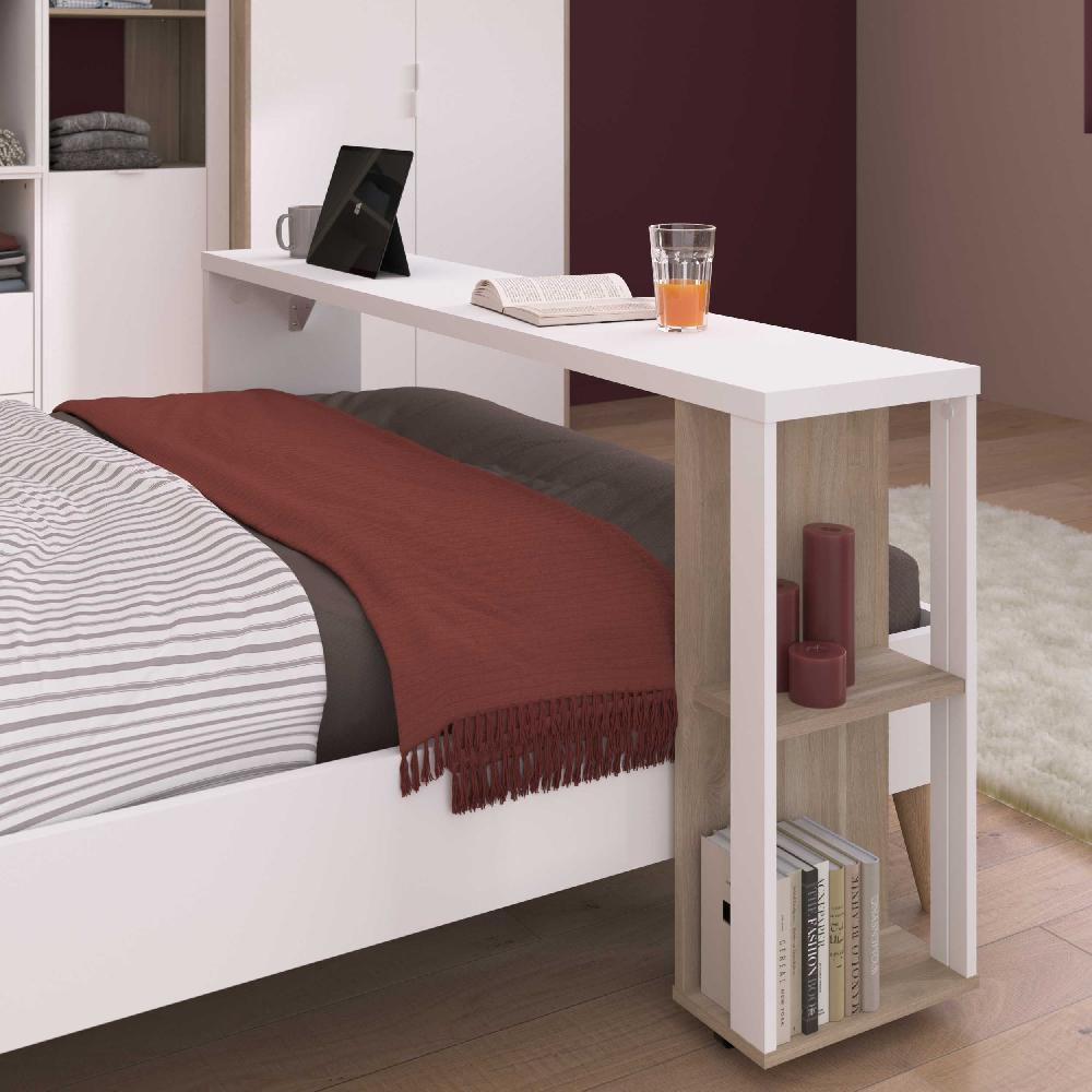 emob Consoletafel voor bed Hardy - 167x31x75cm - wit/eikdecor