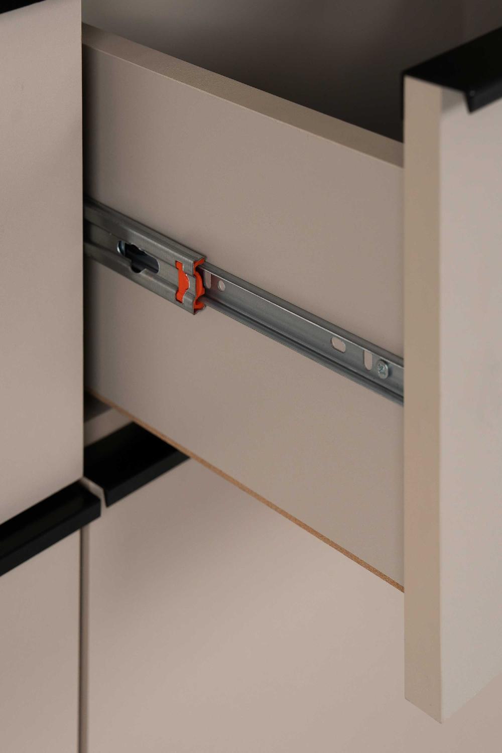 Emob Dressoir Auryn - 135x38x90cm - 2 Deuren & 3 Lades - Zand/zwart