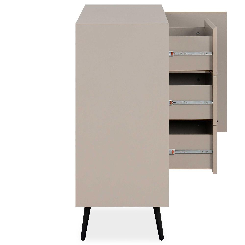 Emob Dressoir Auryn - 135x38x90cm - 2 Deuren & 3 Lades - Zand/zwart