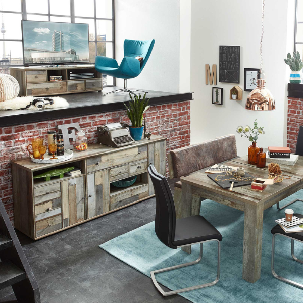 Emob Dressoir Clem 193cm 3 Deuren & 7 Lades - Driftwood