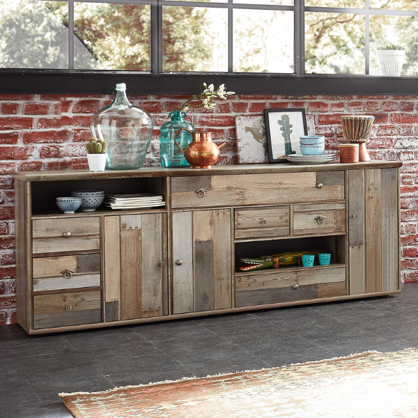 emob Dressoir Clem 193cm 3 deuren & 7 lades - driftwood